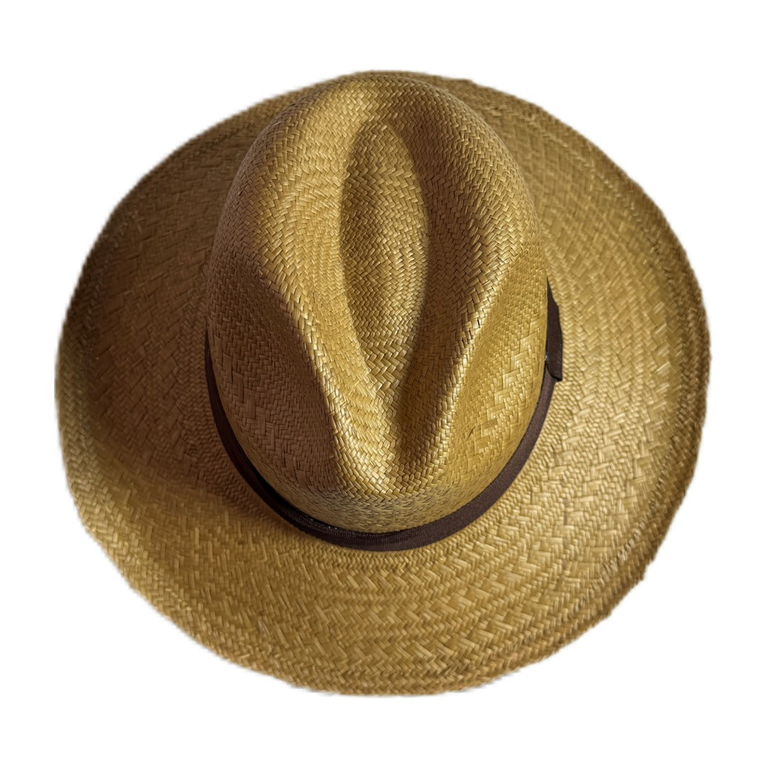 Sombrero de paja toquilla fino tejido a mano tipo panama con diseño