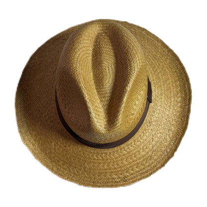 Sombrero de paja toquilla fino tejido a mano tipo panama con diseño