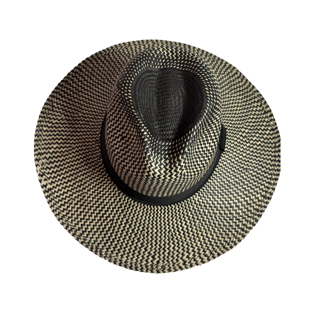 Sombrero de paja toquilla fino tejido a mano tipo panama con diseño