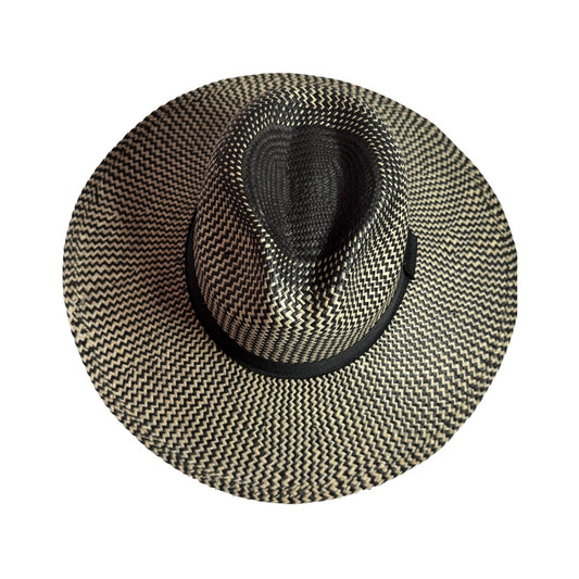 Sombrero de paja toquilla fino tejido a mano tipo panama con diseño
