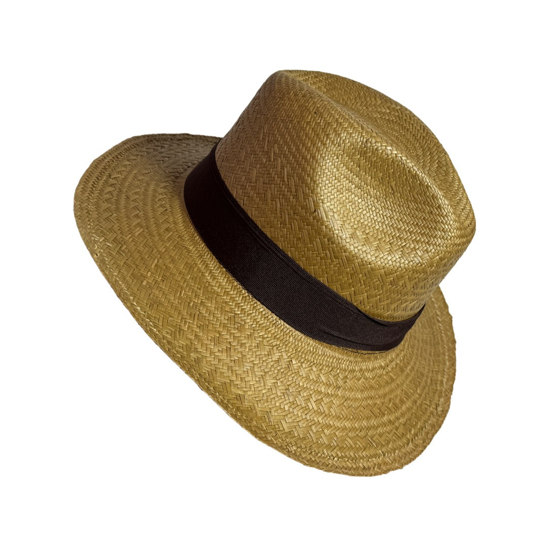 Sombrero de paja toquilla fino tejido a mano tipo panama con diseño