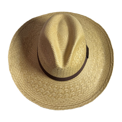 Sombrero de paja toquilla fino tejido a mano tipo panama con diseño