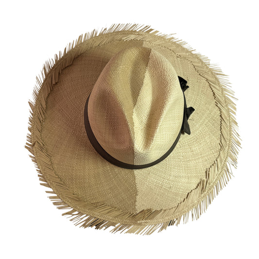 Sombrero de paja toquilla fino tejido a mano tipo panama color doble