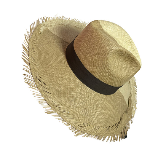 Sombrero de paja toquilla fino tejido a mano tipo panama color doble