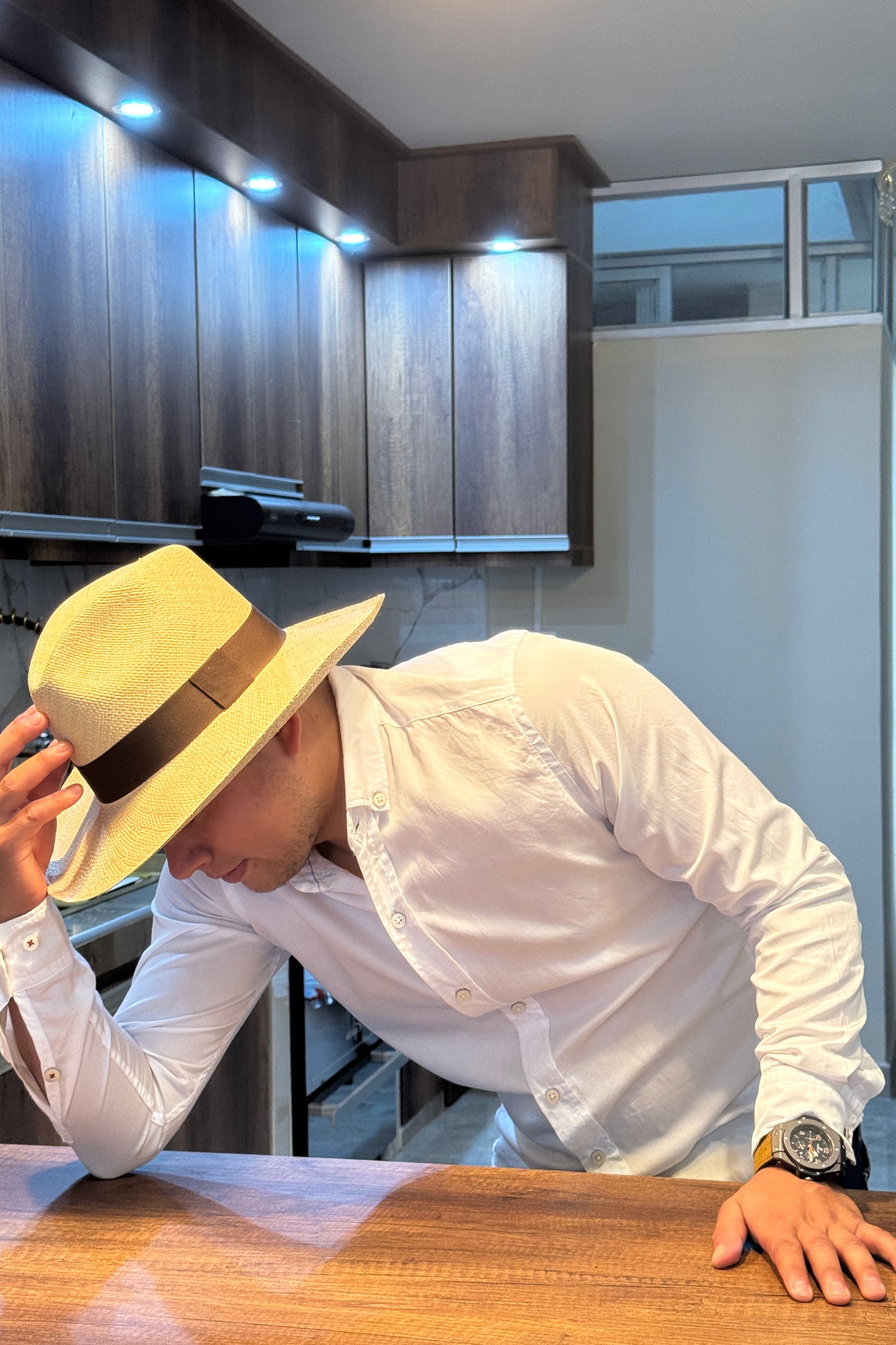 Sombrero de paja toquilla tejido a mano tipo panama fino